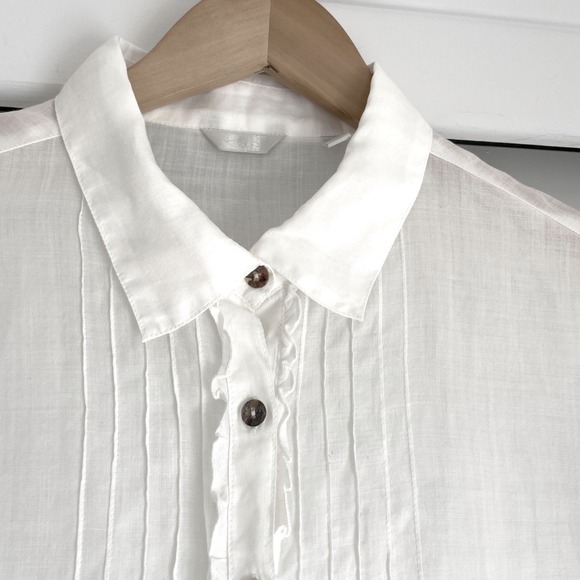 KLEEN Ruffle Button Front Long Sleeve Shirt, Size M - Picture 4 of 6